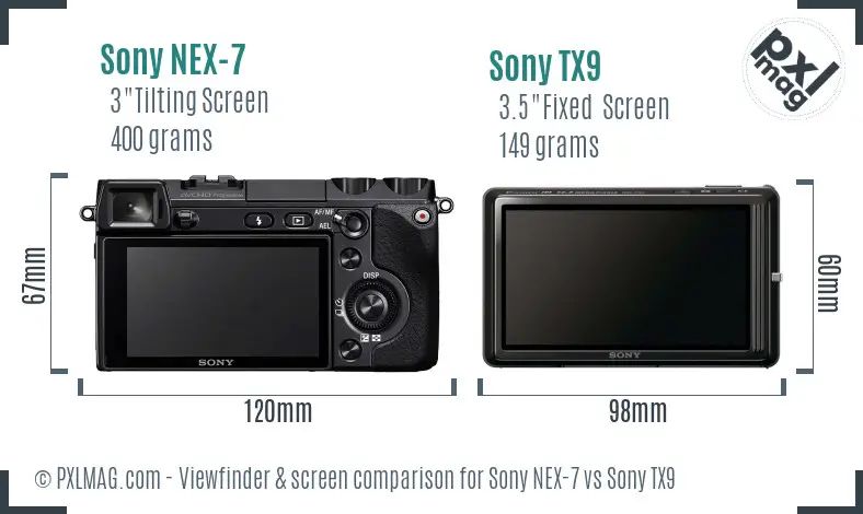 Sony NEX-7 vs Sony TX9 Screen and Viewfinder comparison