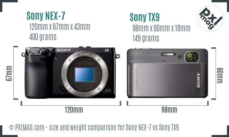 Sony NEX-7 vs Sony TX9 size comparison
