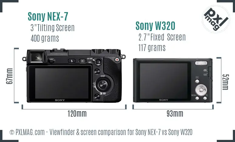 Sony NEX-7 vs Sony W320 Screen and Viewfinder comparison