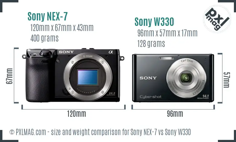 Sony NEX-7 vs Sony W330 size comparison