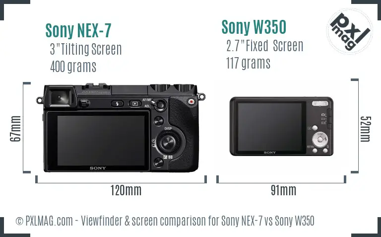 Sony NEX-7 vs Sony W350 Screen and Viewfinder comparison
