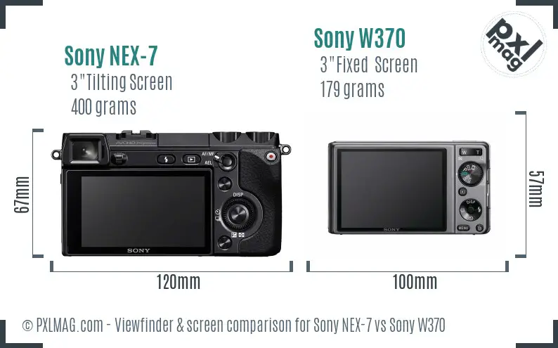 Sony NEX-7 vs Sony W370 Screen and Viewfinder comparison