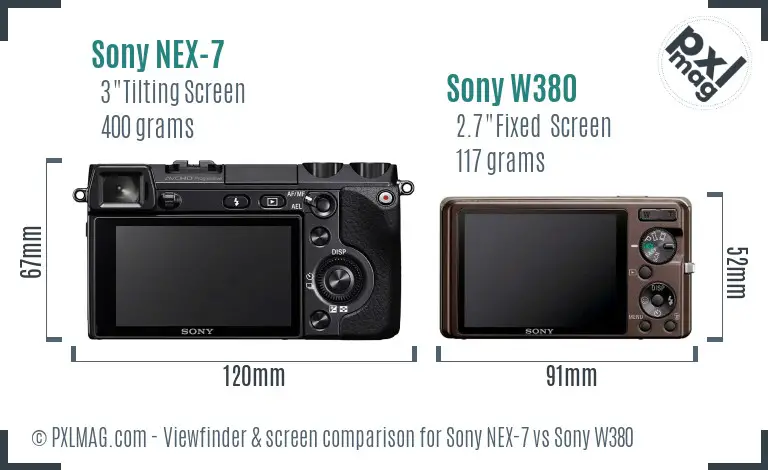 Sony NEX-7 vs Sony W380 Screen and Viewfinder comparison