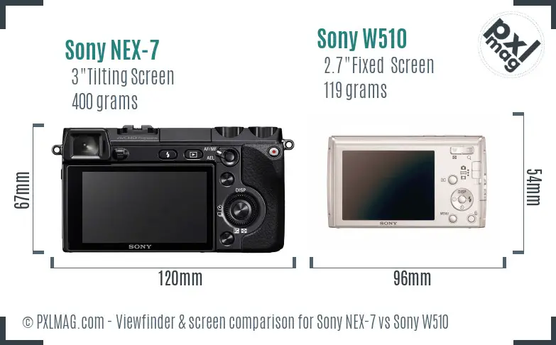 Sony NEX-7 vs Sony W510 Screen and Viewfinder comparison