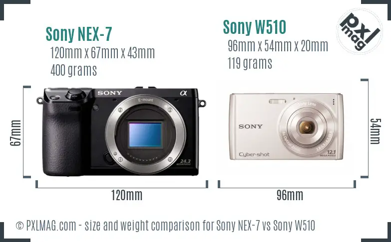 Sony NEX-7 vs Sony W510 size comparison