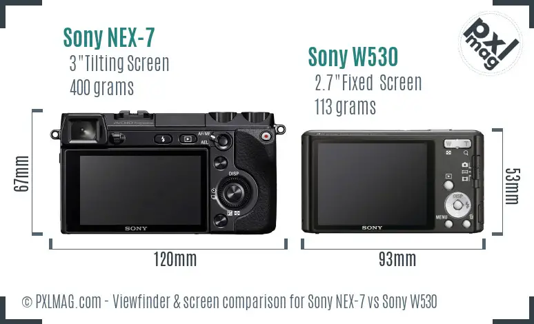 Sony NEX-7 vs Sony W530 Screen and Viewfinder comparison