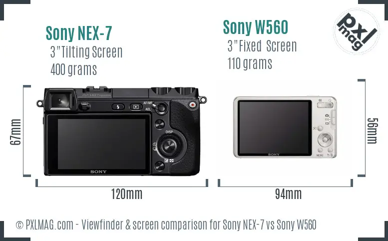 Sony NEX-7 vs Sony W560 Screen and Viewfinder comparison