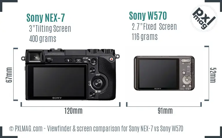 Sony NEX-7 vs Sony W570 Screen and Viewfinder comparison