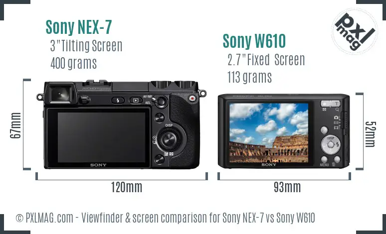 Sony NEX-7 vs Sony W610 Screen and Viewfinder comparison