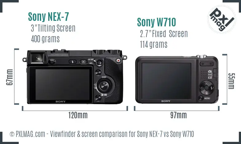 Sony NEX-7 vs Sony W710 Screen and Viewfinder comparison