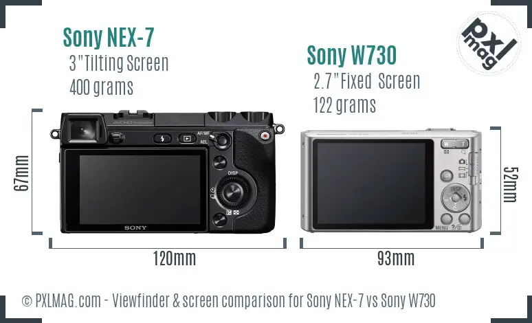 Sony NEX-7 vs Sony W730 Screen and Viewfinder comparison
