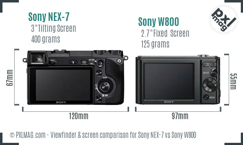 Sony NEX-7 vs Sony W800 Screen and Viewfinder comparison