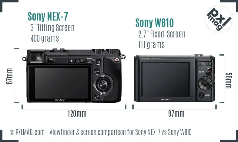 Sony NEX-7 vs Sony W810 Screen and Viewfinder comparison