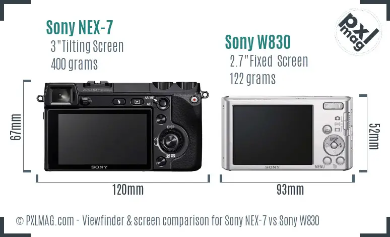 Sony NEX-7 vs Sony W830 Screen and Viewfinder comparison