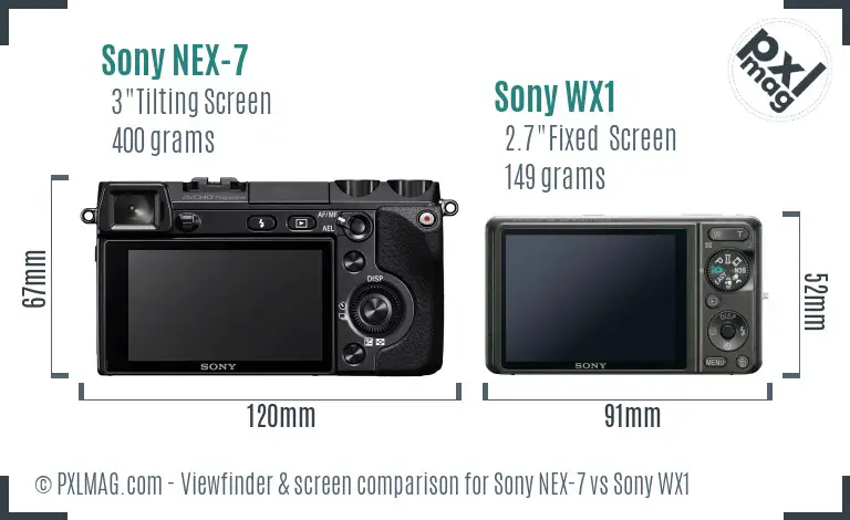 Sony NEX-7 vs Sony WX1 Screen and Viewfinder comparison