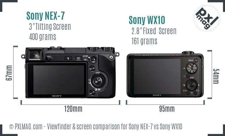 Sony NEX-7 vs Sony WX10 Screen and Viewfinder comparison