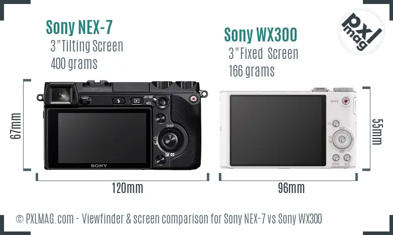 Sony NEX-7 vs Sony WX300 Screen and Viewfinder comparison