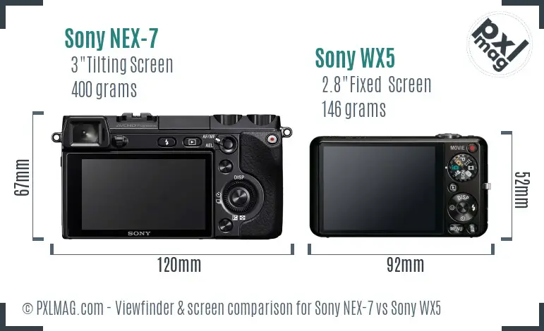 Sony NEX-7 vs Sony WX5 Screen and Viewfinder comparison