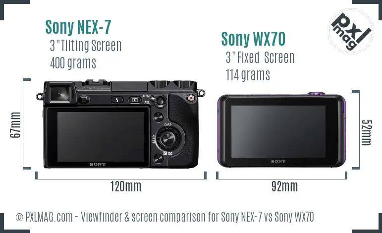 Sony NEX-7 vs Sony WX70 Screen and Viewfinder comparison
