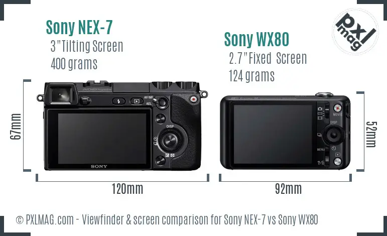 Sony NEX-7 vs Sony WX80 Screen and Viewfinder comparison
