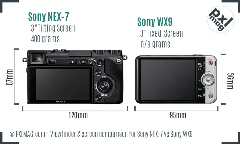 Sony NEX-7 vs Sony WX9 Screen and Viewfinder comparison