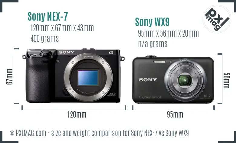 Sony NEX-7 vs Sony WX9 size comparison