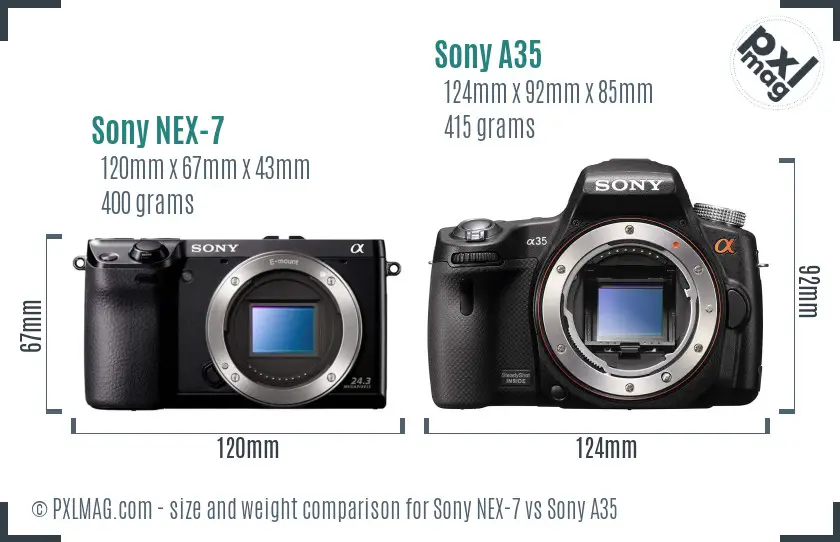 Sony NEX-7 vs Sony A35 size comparison