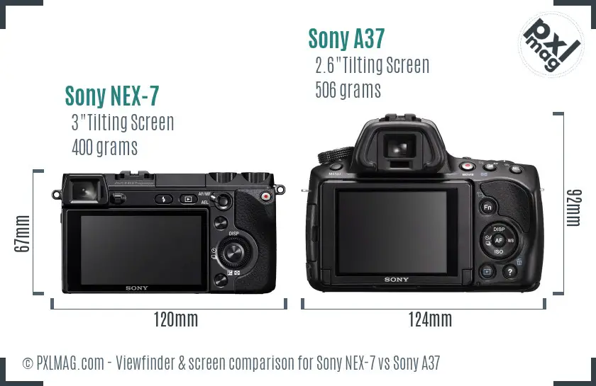 Sony NEX-7 vs Sony A37 Screen and Viewfinder comparison