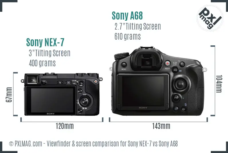 Sony NEX-7 vs Sony A68 Screen and Viewfinder comparison