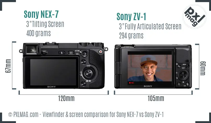 Sony NEX-7 vs Sony ZV-1 Screen and Viewfinder comparison