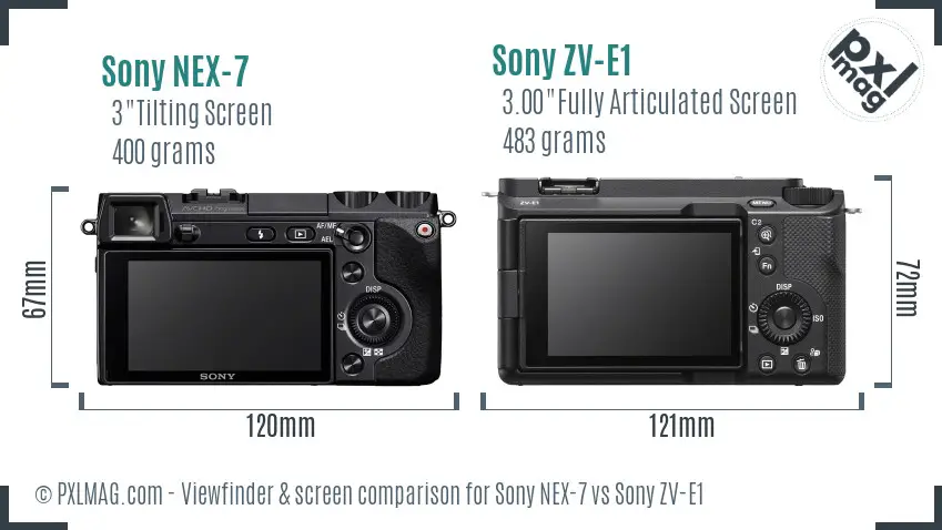 Sony NEX-7 vs Sony ZV-E1 Screen and Viewfinder comparison