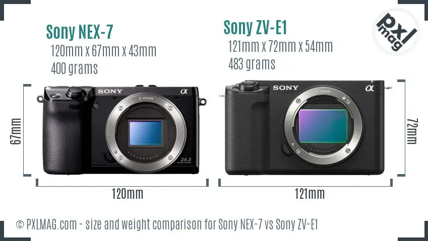 Sony NEX-7 vs Sony ZV-E1 size comparison