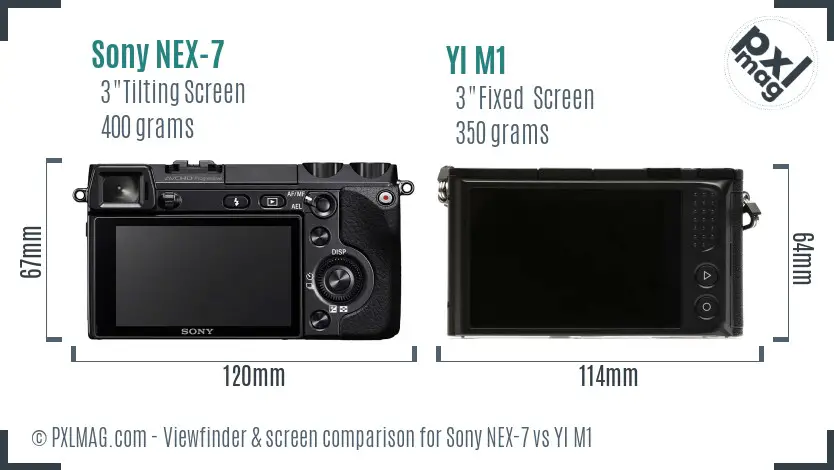 Sony NEX-7 vs YI M1 Screen and Viewfinder comparison