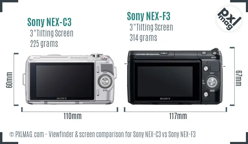 Sony NEX-C3 vs Sony NEX-F3 Screen and Viewfinder comparison