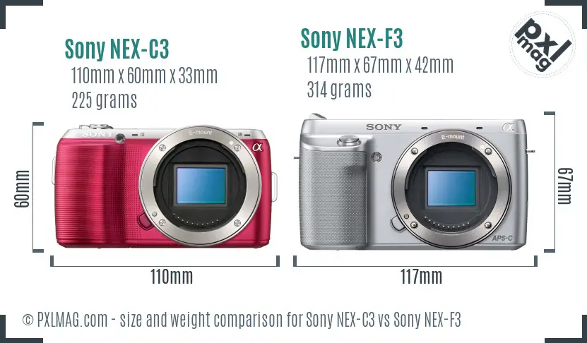 Sony NEX-C3 vs Sony NEX-F3 size comparison