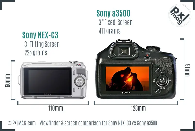 Sony NEX-C3 vs Sony a3500 Screen and Viewfinder comparison