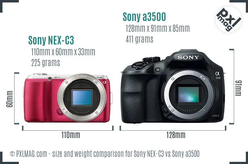 Sony NEX-C3 vs Sony a3500 size comparison