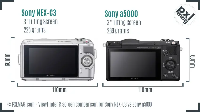 Sony NEX-C3 vs Sony a5000 Screen and Viewfinder comparison