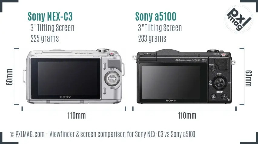Sony NEX-C3 vs Sony a5100 Screen and Viewfinder comparison