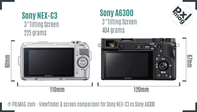 Sony NEX-C3 vs Sony A6300 Screen and Viewfinder comparison