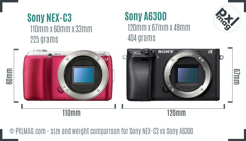 Sony NEX-C3 vs Sony A6300 size comparison