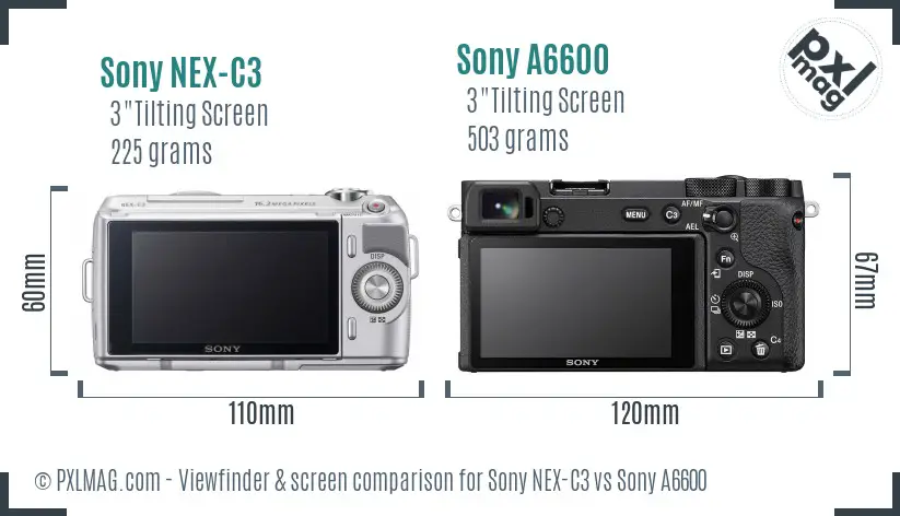 Sony NEX-C3 vs Sony A6600 Screen and Viewfinder comparison