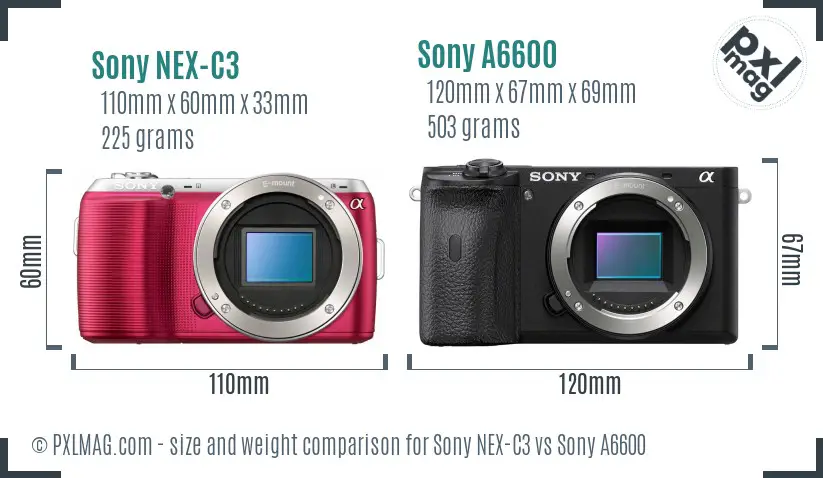 Sony NEX-C3 vs Sony A6600 size comparison