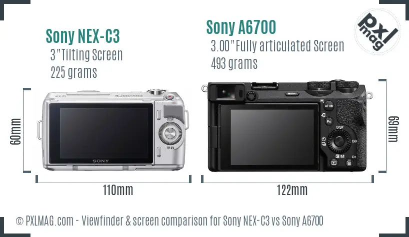 Sony NEX-C3 vs Sony A6700 Screen and Viewfinder comparison Sony NEX-C3 vs Sony A6700 Screen and Viewfinder comparison