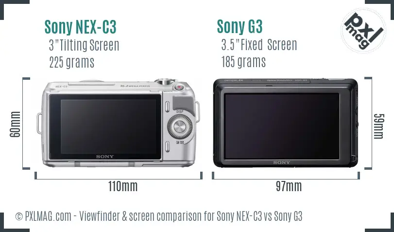 Sony NEX-C3 vs Sony G3 Screen and Viewfinder comparison