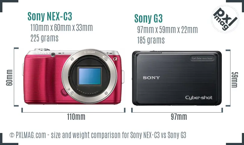 Sony NEX-C3 vs Sony G3 size comparison