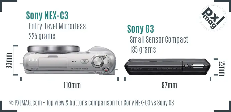 Sony NEX-C3 vs Sony G3 top view buttons comparison