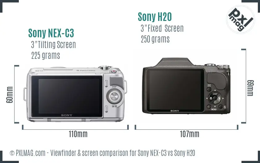 Sony NEX-C3 vs Sony H20 Screen and Viewfinder comparison