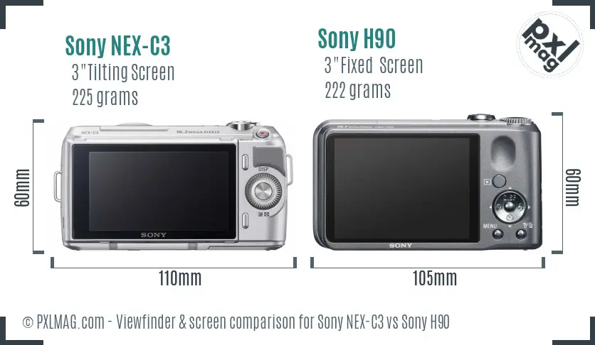 Sony NEX-C3 vs Sony H90 Screen and Viewfinder comparison
