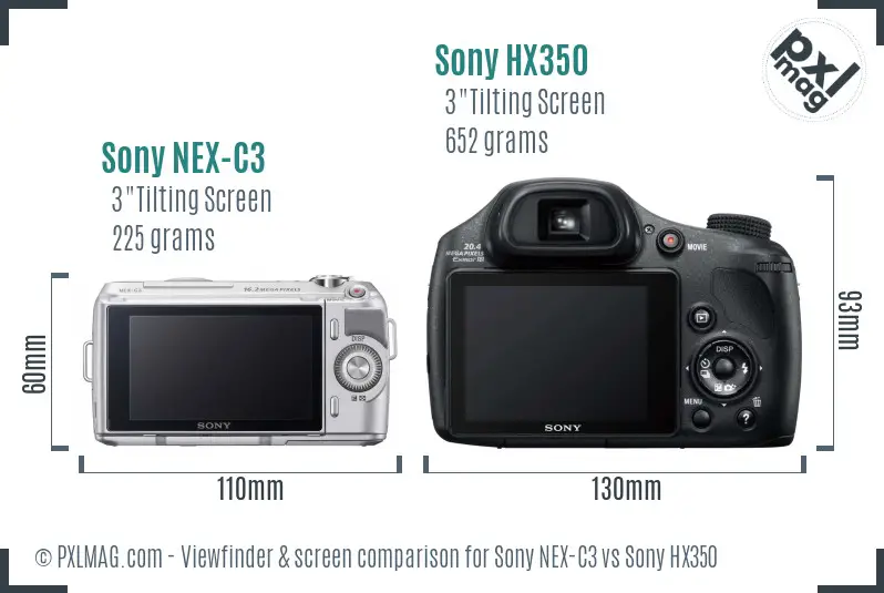 Sony NEX-C3 vs Sony HX350 Screen and Viewfinder comparison